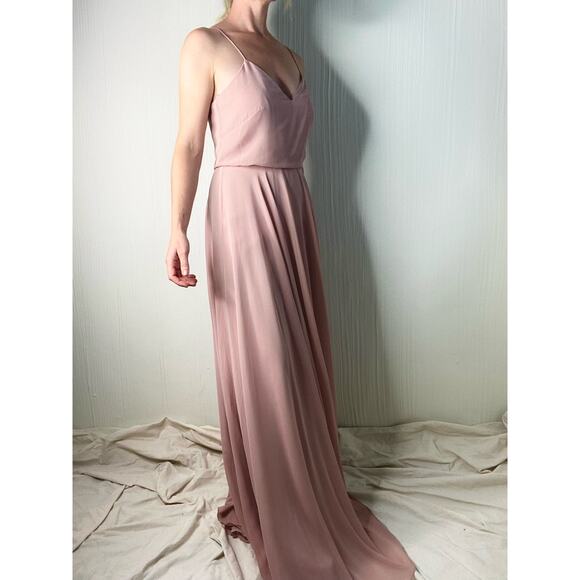 JENNY YOO Inesse Dusty Rose Blush Maxi Chiffon Gown US 2 Whipped Apricot NWT - Picture 10 of 16